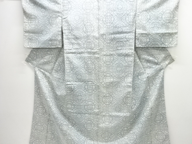 JAPANESE KIMONO / ANTIQUE KIMONO / SILK / TSUMUGI / WOVEN ABSTRACT PATTERN